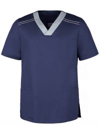 Herren Schlupfkasack Zweifarbig Dunkelblau Silbergrau